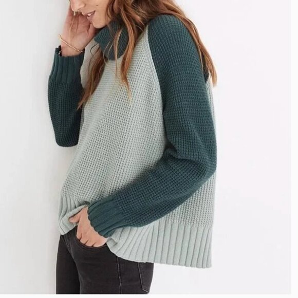 Madewell Sweaters - Madewell *Eastbrook* Colorblock Turtleneck | Cross-Back | XXS Cotton-Merino Yarn